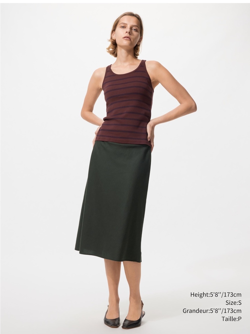 Linen Blend Midi Skirt